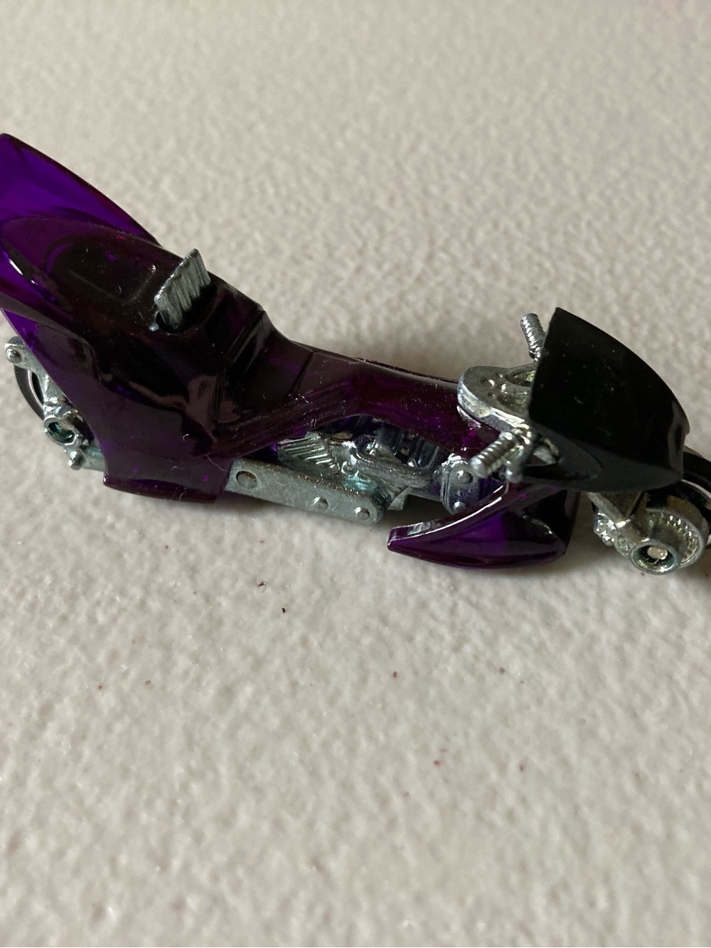 Purple & Silver Diecast Toy Motorcycle Chopper w/ Black Windshield 2000